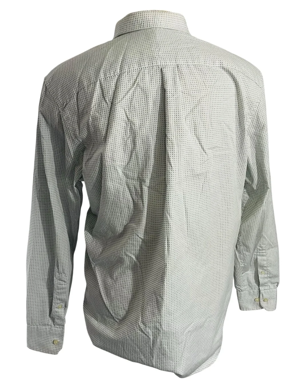 Banana Republic White Green Textured Squares Dress Shirt Sz XL 17 17.5 No Iron